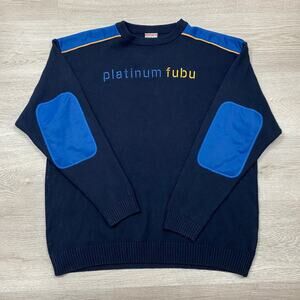 Vintage Platinum Fubu Y2K Pullover Sweater Elbow Pads Men's 3X